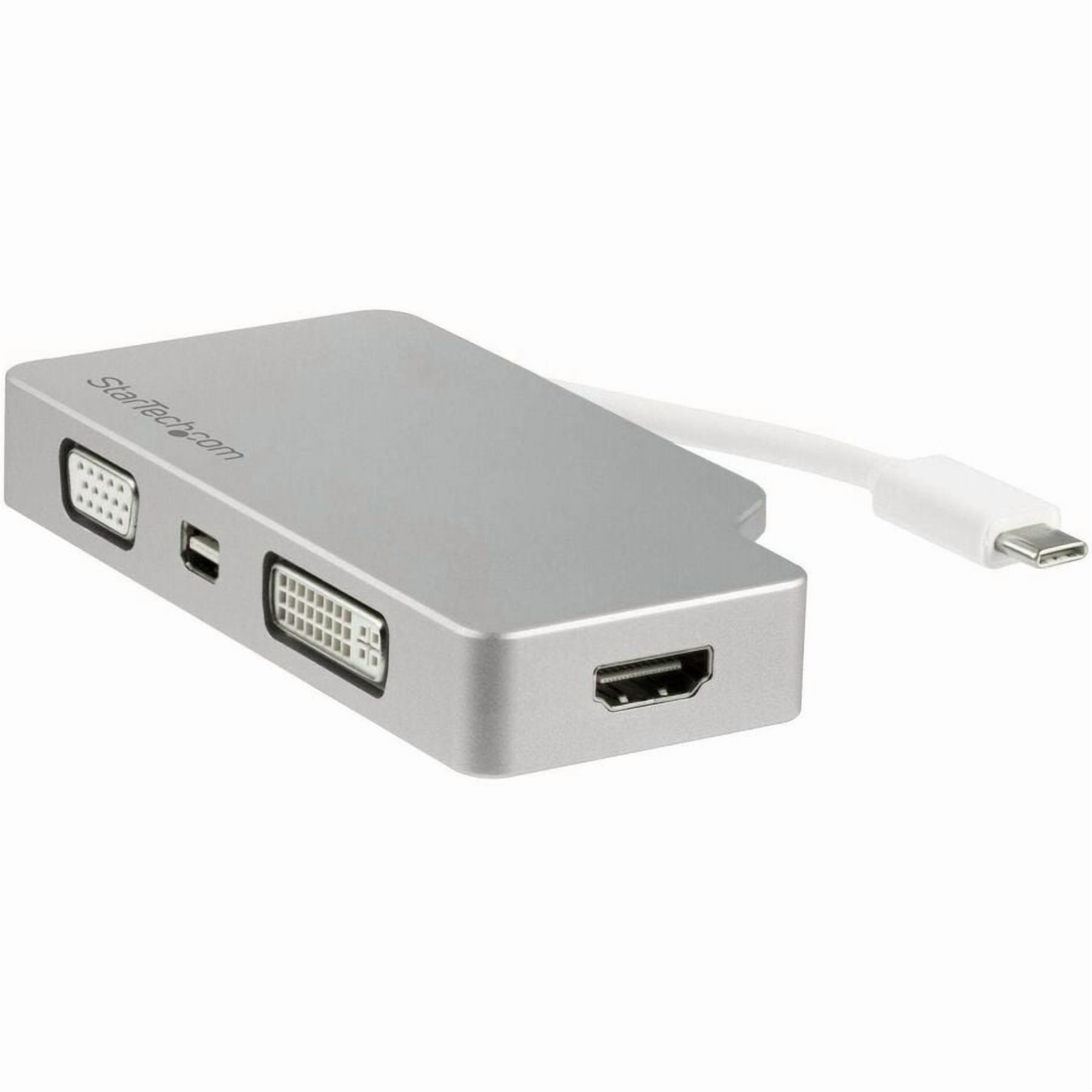 StarTech Aluminum Travel A/V Adapter: 4-in-1 USB-C to VGA, DVI, HDMI or mDP