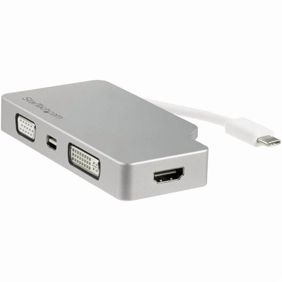 StarTech Aluminum Travel A/V Adapter: 4-in-1 USB-C to VGA, DVI, HDMI or mDP