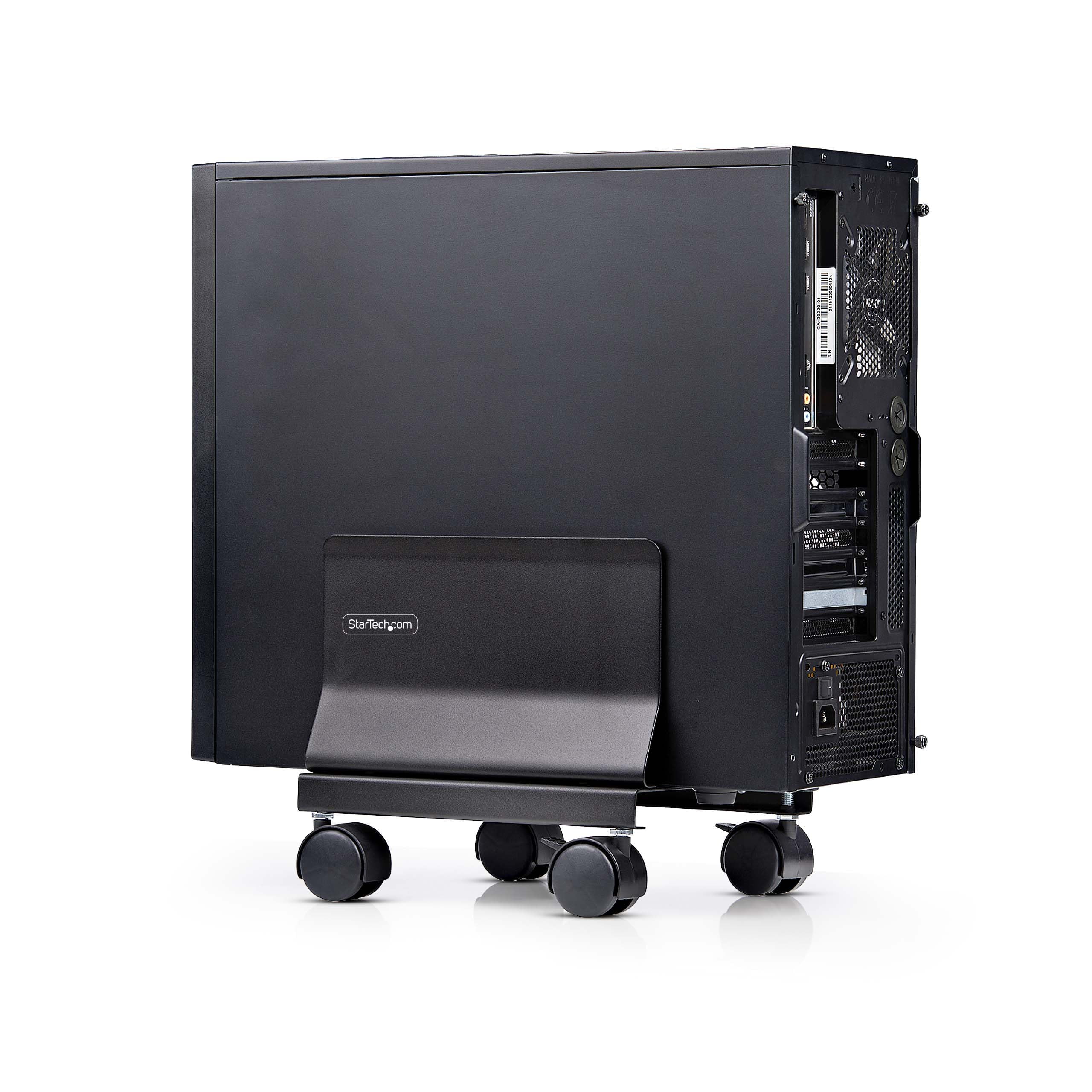 Adjustable Black Steel Computer Tower Cart with Wheels