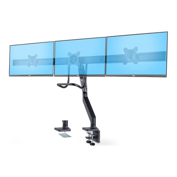 StarTech.com Crossbar Triple Monitor Desk Mount, VESA 75x75/100x100 - Mounting kit - adjustable arm - for 3 LCD displays - triple monitor mount - black - screen size: 17"-27"