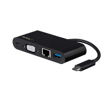 Startech.com Usb C Multiport Adapter, Mini Usb-c Dock With Single Monitor Vga 1080p Video, 60w Delivery Passthrough, Usb 3.1 Gen 1 Type-a 5gbps, Gigabit Ethernet, Docking Station - Portable Usb C