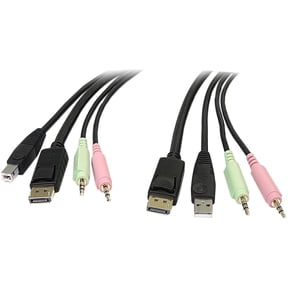 StarTech 6ft 4-in-1 USB DisplayPort KVM Switch Cable w/ Audio & Microphone