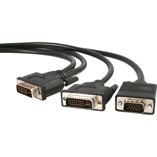 Startech 6 ft DVI-I to DVI-D and HD15 VGA Video Splitter Cable - M/M - 6ft - Black