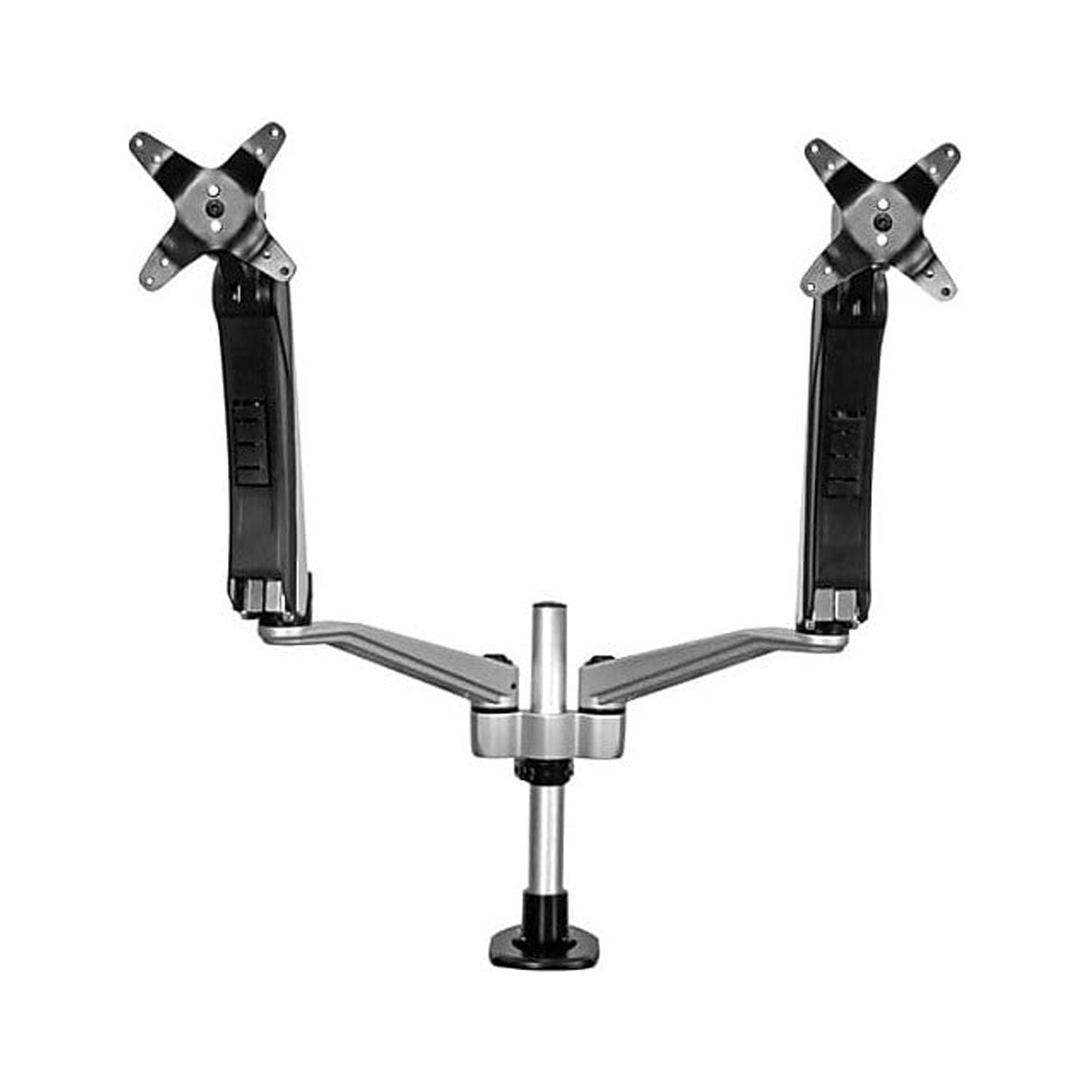 Silver and Black Dual Monitor Mount with Full-Motion Arms