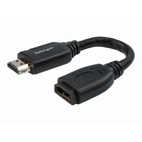 Startech.com 6in High Speed Hdmi Port Saver Cable With 4k 60hz - Short Hdmi 2.0 Male To Female Adapter Cable - Port Extnder (hd2mf6inl) - Hdmi Extension Cable - Hdmi Male Straight To Hdmi Female