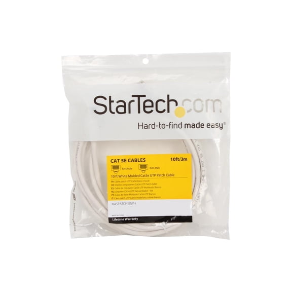 StarTech.com M45PATCH10WH 10 ft. Cat 5E White Molded (350 MHz) UTP Patch Cable