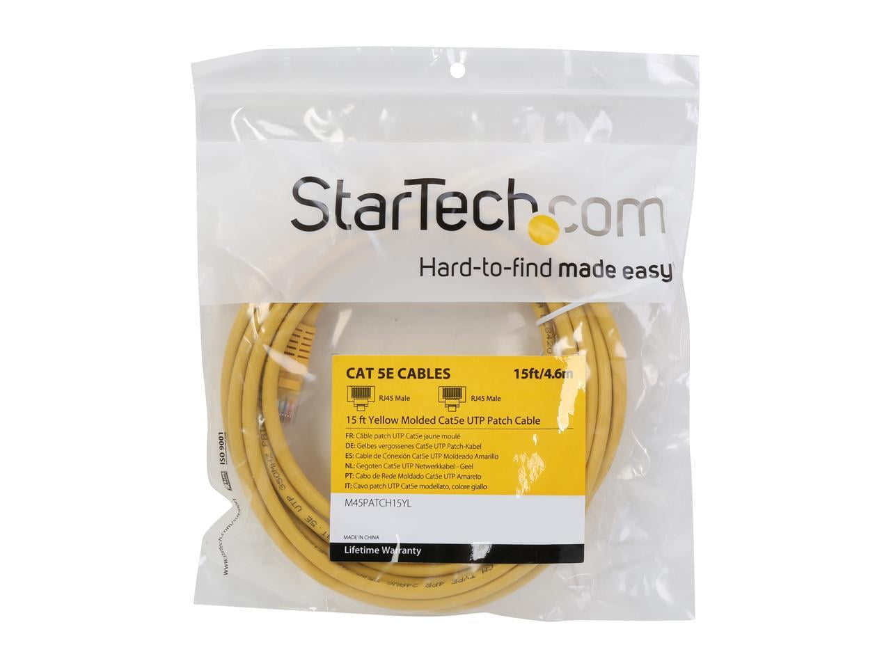 StarTech.com 15 ft Cat5e Patch Cable with Molded RJ45 Connectors - Yellow - Cat5e Ethernet Patch Cable - 15ft UTP Cat 5e Patch Cord (M45PATCH15YL) - Patch cable - RJ-45 (M) to RJ-45 (M) - 15 ft - UTP - CAT 5e - molded - yellow - for P/N: ST2000SPEXI, USB31000SPTB, USB31000SPTW, USB32000SPT