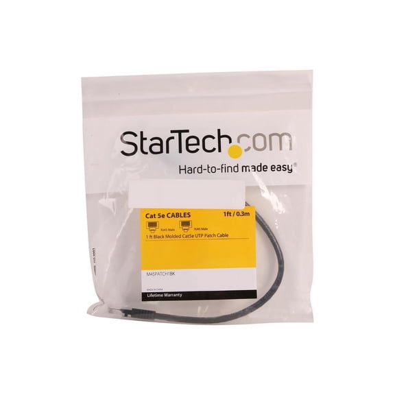 StarTech M45PATCH1BK 1ft Cat5e Black Molded RJ45 UTP Patch Cable