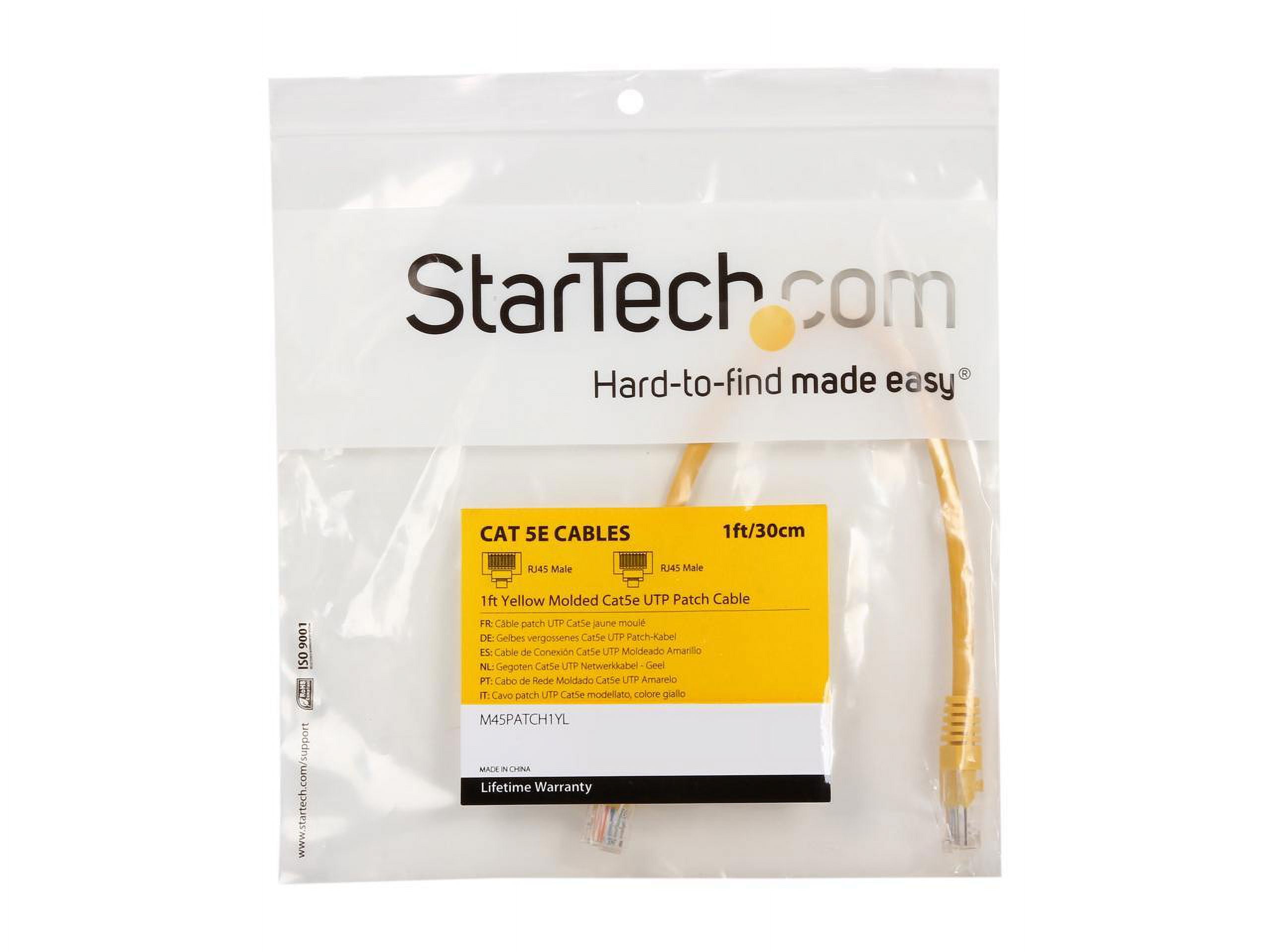 StarTech 1ft Cat5e Unshielded (UTP) Network Patch Cable - Yellow