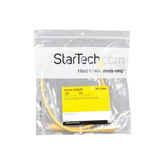 StarTech M45PATCH2YL 2ft Cat5e Yellow Molded RJ45 UTP Patch Cable