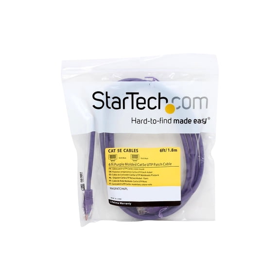 StarTech.com M45PATCH6PL 6 ft. Cat 5E Purple Molded Patch Cable