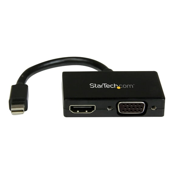 StarTech 2-in-1 Mini DisplayPort to HDMI or VGA Travel A/V Adapter Converter, Black