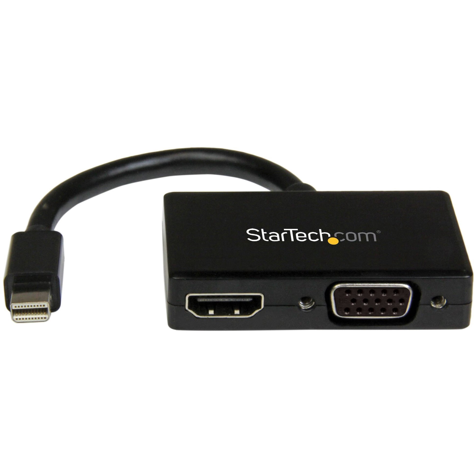 StarTech 2-in-1 Mini DisplayPort to HDMI or VGA Travel A/V Adapter Converter, Black