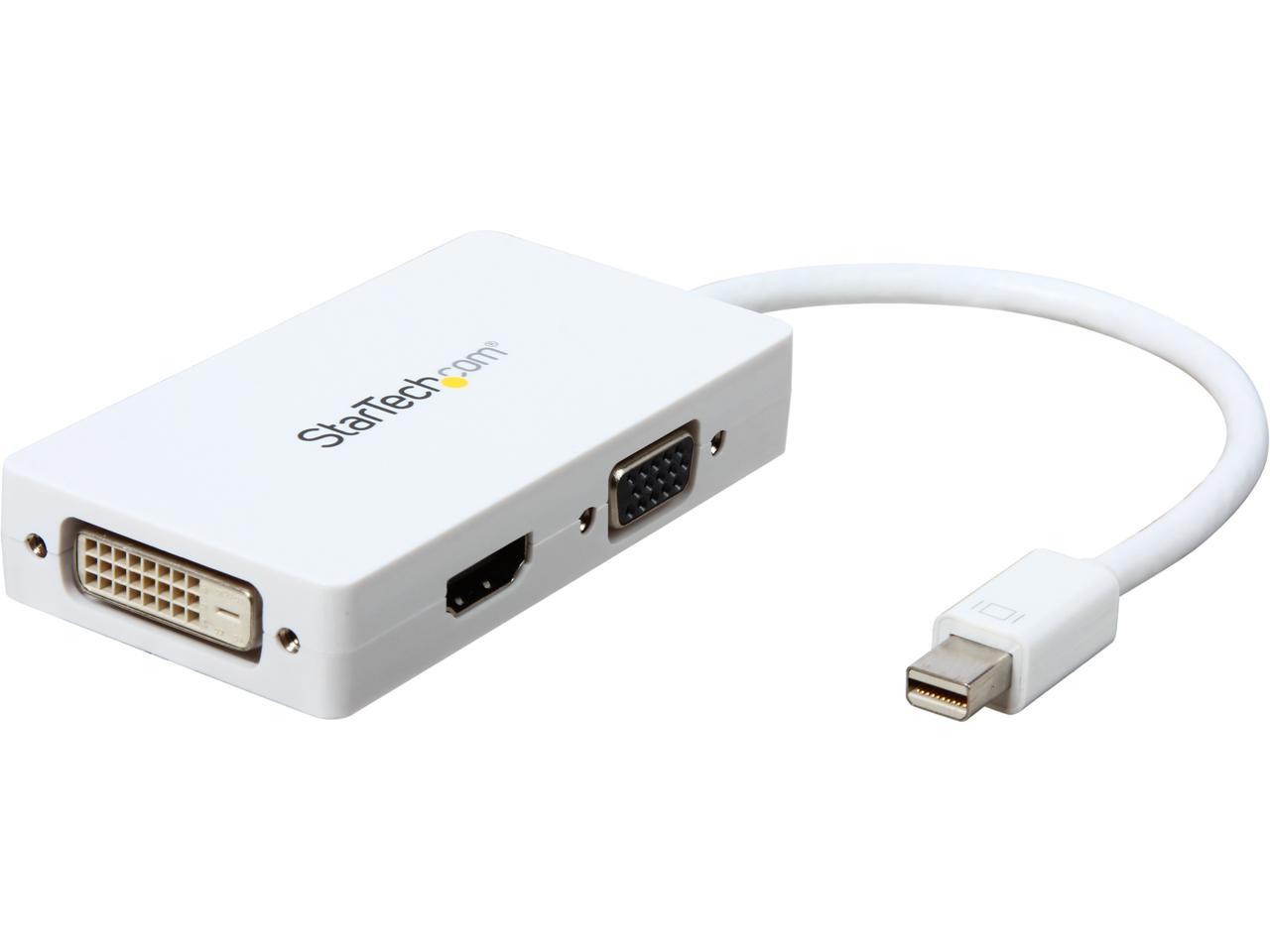StarTech.com MDP2VGDVHDW Travel A/V Adapter: 3-in-1 Mini DisplayPort to VGA DVI or HDMI Converter - White - image 1 of 6