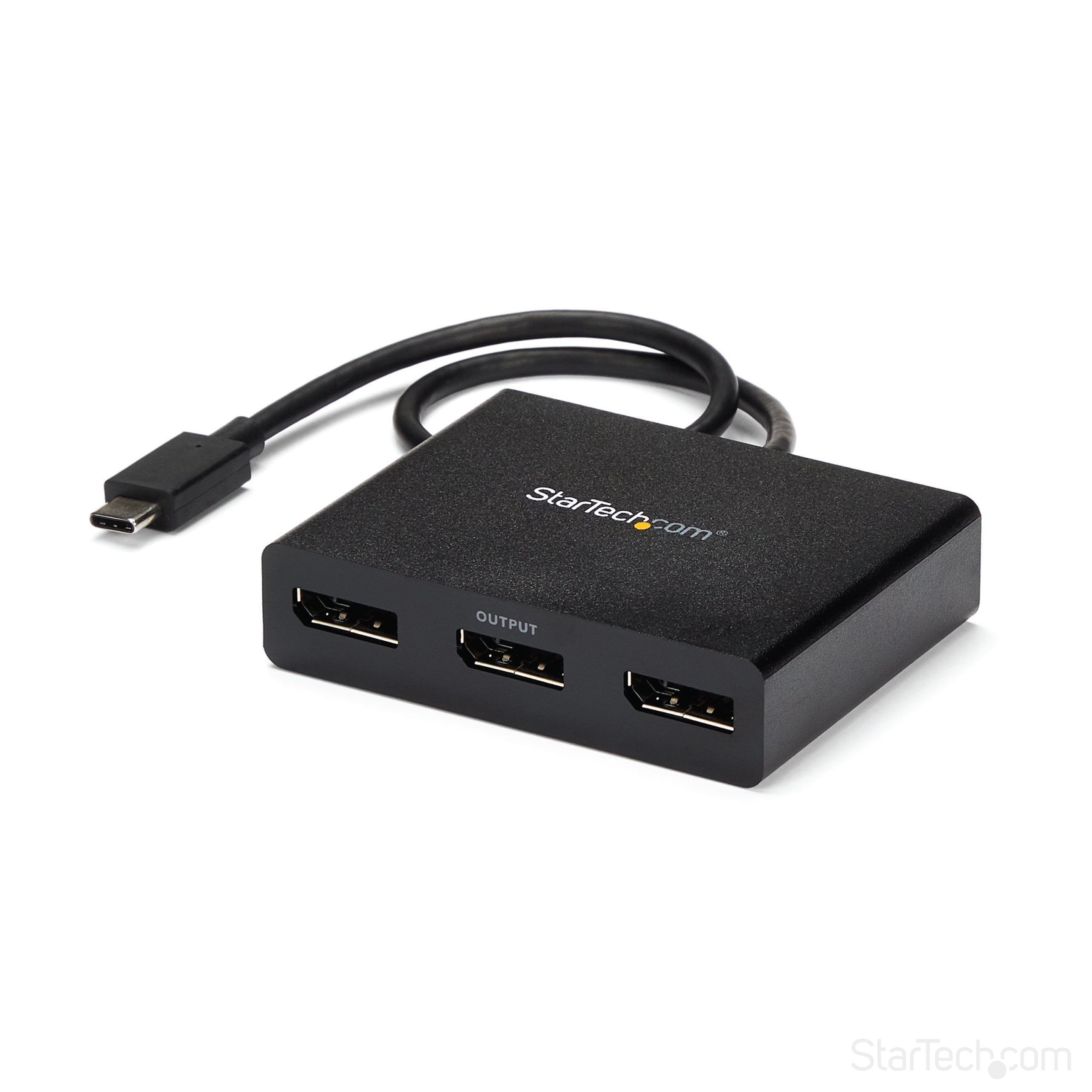 StarTech.com 3-Port USB-C Multi-Monitor Adapter, USB Type-C to 3x DisplayPort 1.2 MST Hub, Triple 1080p 30Hz DP Laptop Display Extender / Splitter, Extra-Long Built-In Cable, Windows