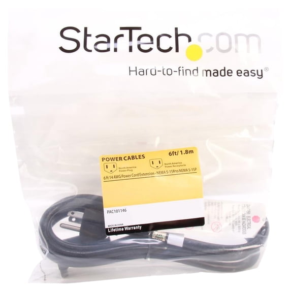 StarTech.com Model PAC101146 6 ft. 14 AWG Extension Power Cord