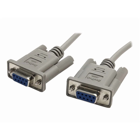 StarTech 10' Serial Null Modem Cable with 9 Pin D-Sub DB9 Female Connectors, Gray