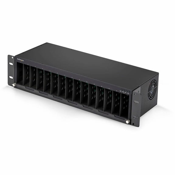 StarTech 15-Slot Unmanaged Media Converter Chassis, 19in Rackmount for MCM Media Converter Series, Active Cooling, TAA Compliant