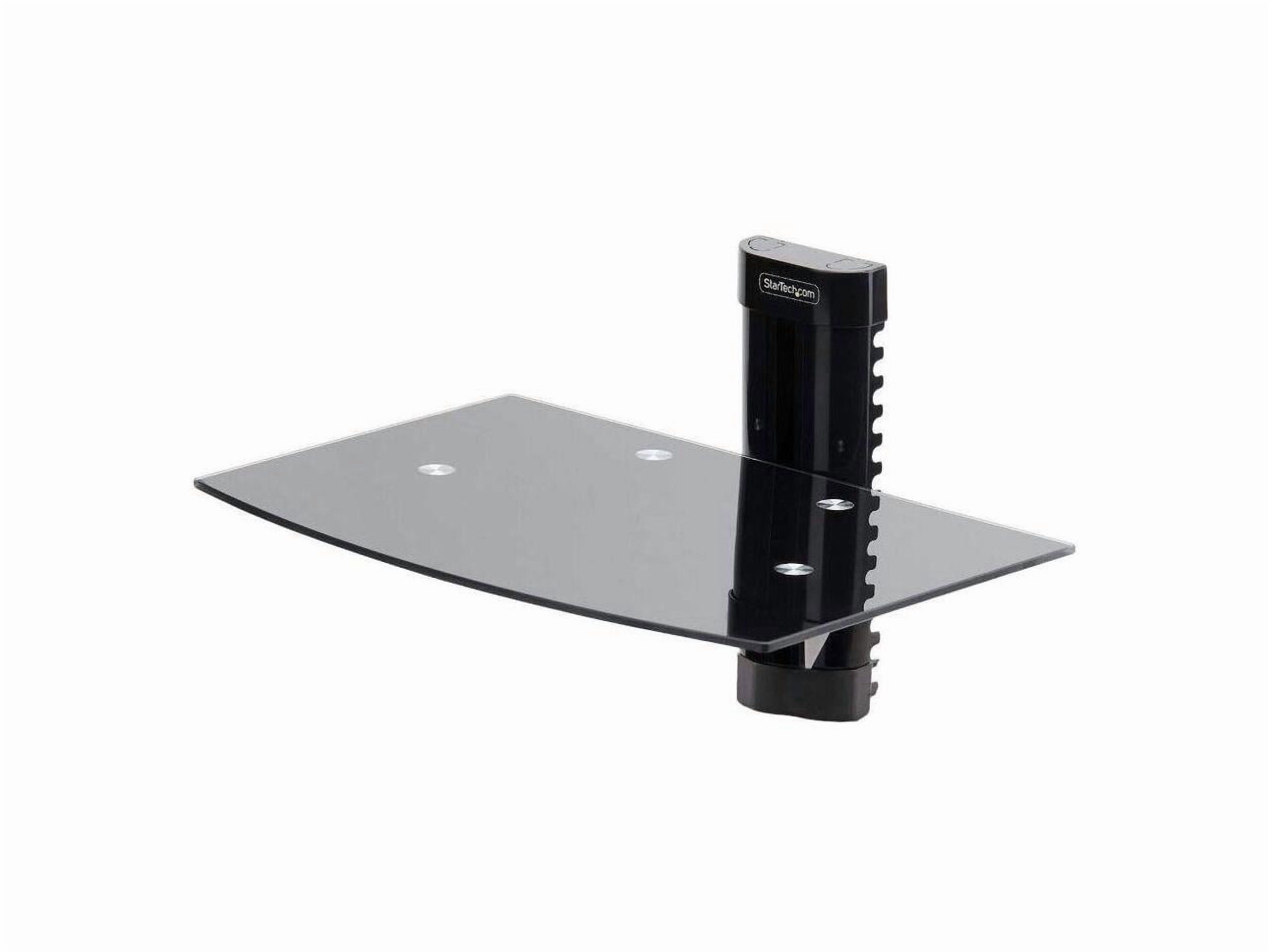 StarTech Floating Wall-Mounted AV Shelf, Adjustable Height Shelf For Under TV, Organize A/V Equipment On Black Tempered Glass Shelf (1B-WALL-MOUNT-SHELF)