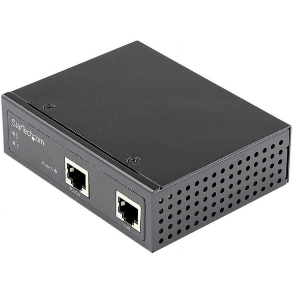 StarTech.com Industrial Gigabit Ethernet PoE Injector 30W 802.3at PoE+ Midspan 48V-56VDC Power Over Ethernet Injector Adapter -40C to +75C