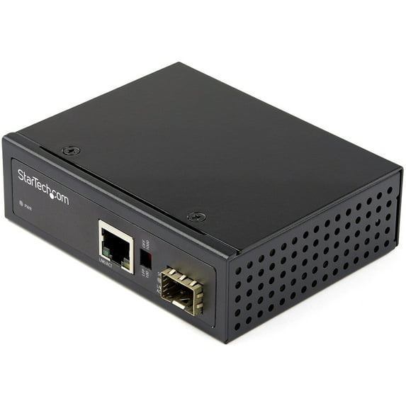 StarTech.com Industrial Fiber to Ethernet Media Converter-1Gbps SFP to Rj45/cat6 -Sm/mm Fiber to Copper Gigabit Network Ip-30 12V,12V-56VDC,Black