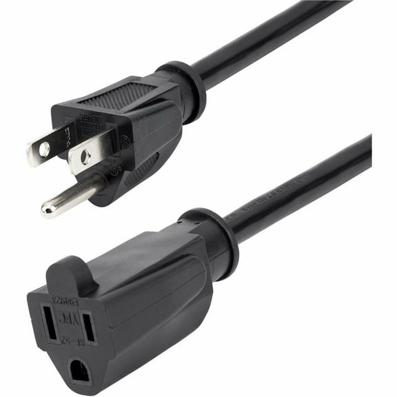 StarTech 6' Power Cord Extension with NEMA 5-15 Power Receptacle and Plug, 16 AWG