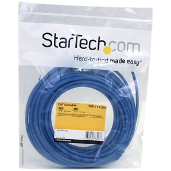 StarTech 50 ft Blue Snagless Cat5e UTP Network Patch Cable - Blue RJ45PATCH50