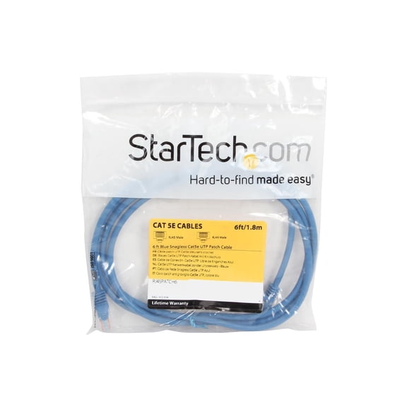 StarTech RJ45PATCH6 Cat5e Patch Cable with Snagless RJ45 Connectors 6ft Blue
