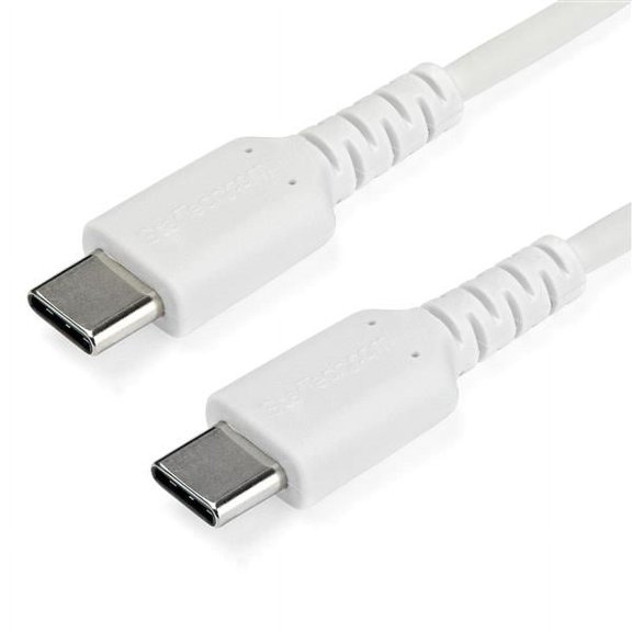 Startech.com 2m Usb C Cable, Durable Fast & Sync Usb 2.0 Type C To Usb C Lptop Cord, Tpe Jacket Aramid Fiber M/m 60w White, Samsung S10, S20 Ipd Pro Ms Surface - Heavy Duty And Rugged (rusb2cc2mw) -