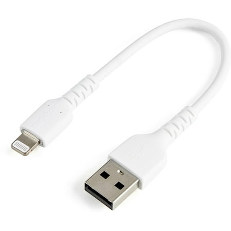 StarTech.com RUSBLTMM15CMW 15cm Durable USB A to Lightning Cable - White USB Type A to Lightning Connector Charge & Sync Power Cord - Rugged w/Aramid Fiber - Apple MFI Certified - iPad Air iPhone 12 (