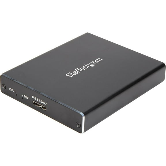 StarTech.com Dual M.2 Enclosure - RAID - M.2 SATA SSD Enclosure - USB 3.1 (10 Gbps) - USB-C & USB-A External Enclosure - Aluminum