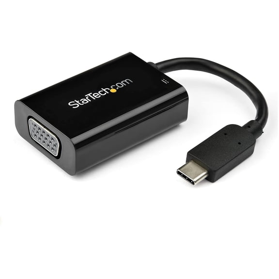 StarTech USB C to VGA Adapter with Power Delivery - 1080p USB Type-C to VGA Monitor Video Converter w/ Charging - 60W PD Pass-Through - Thunderbolt 3 Compatible - Black (CDP2VGAUCP)