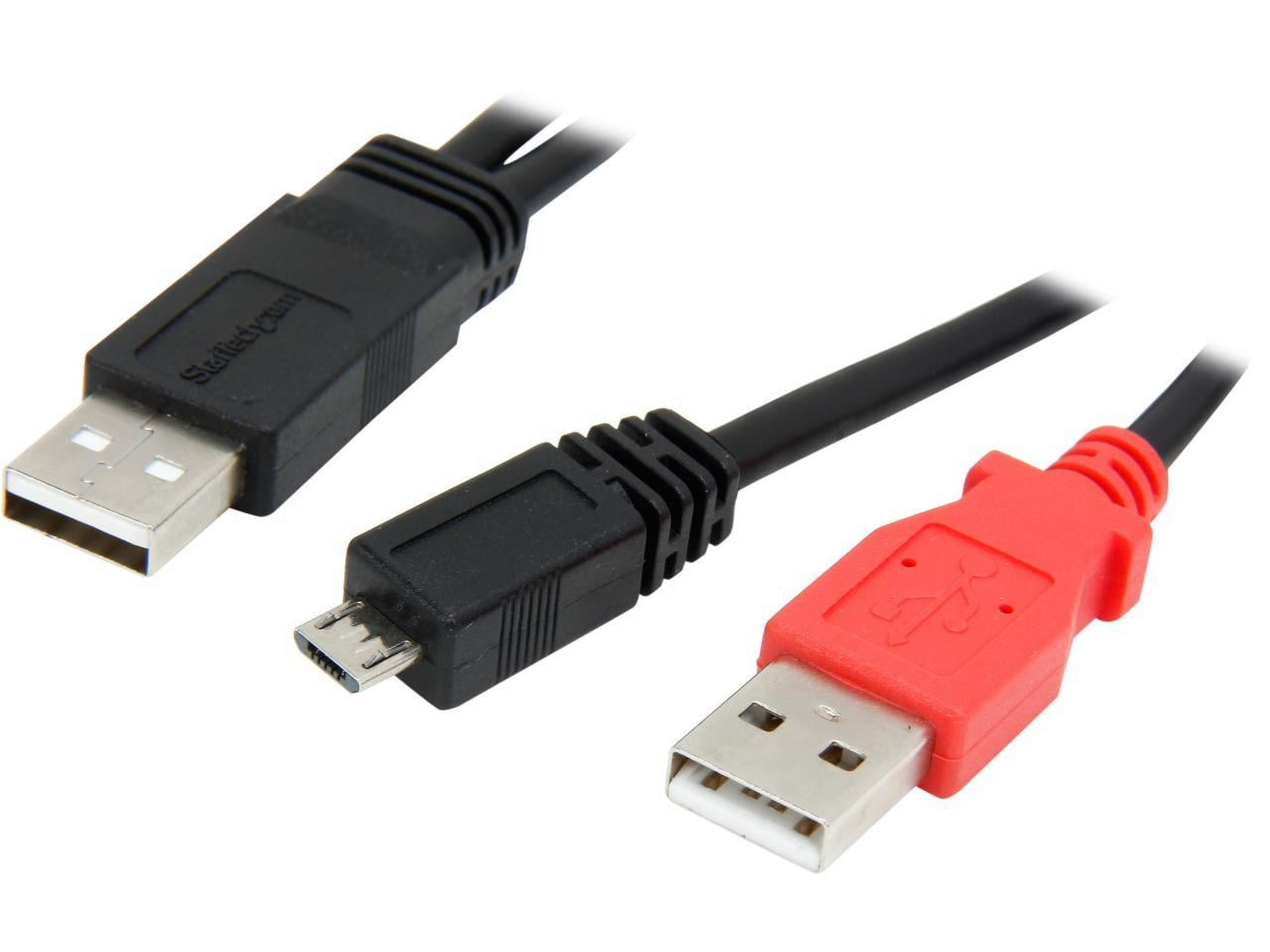 StarTech.com 1 ft USB Y Cable for External Hard Drive - Dual USB A to Micro  B (USB2HAUBY1)