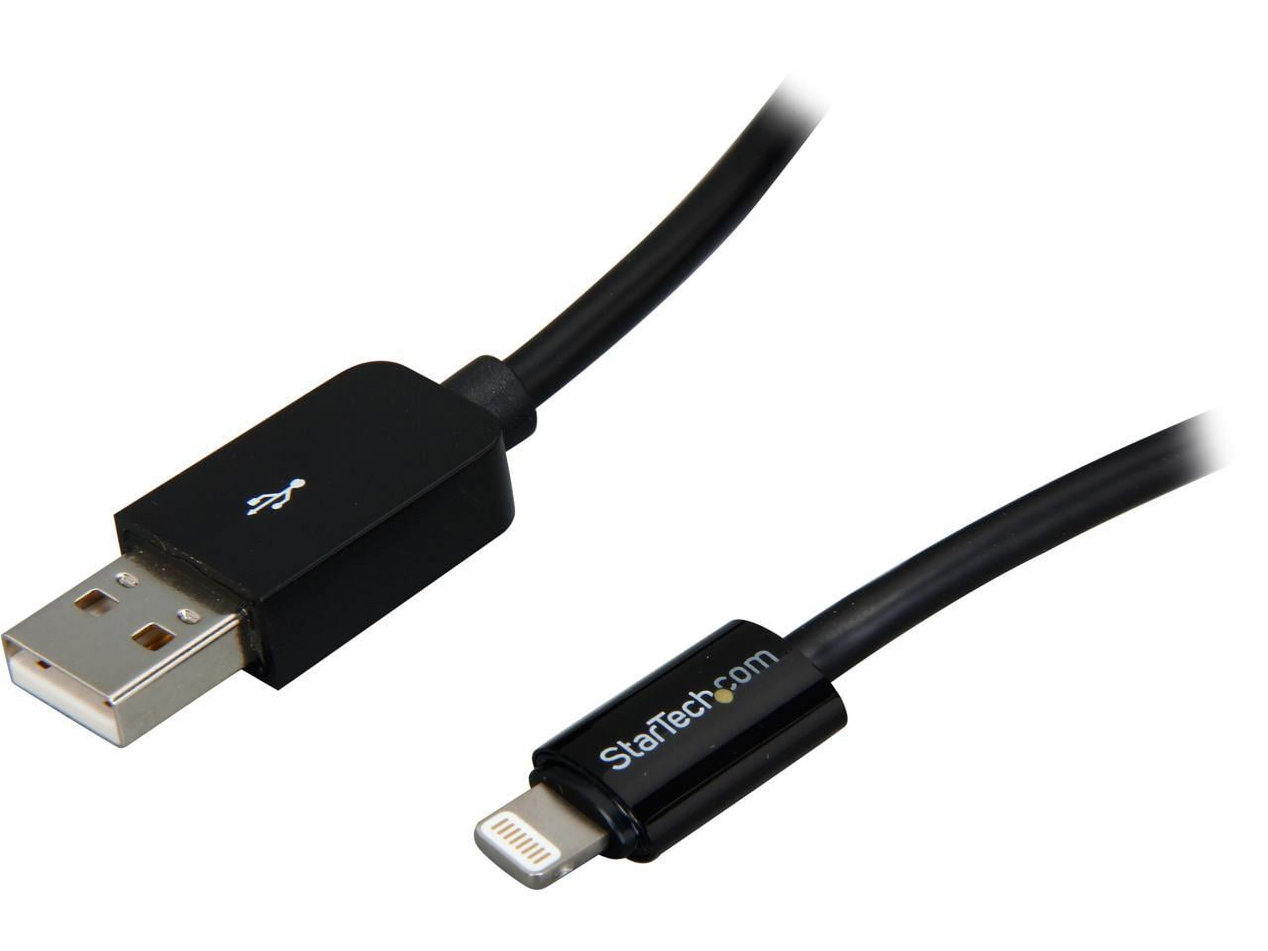 StarTech.com USBLT3MB Black 3m (10ft) Long Black Apple 8-pin Lightning Connector to USB Cable for iPhone / iPod / iPad - image 1 of 3