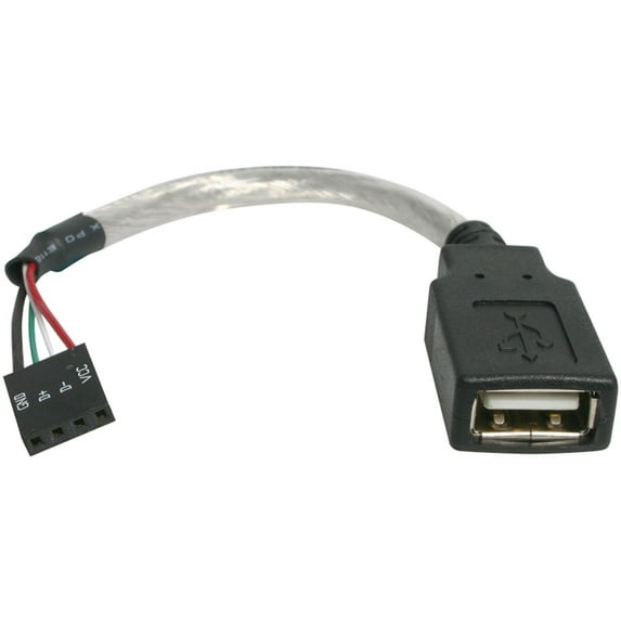 StarTech 6" USB 2.0 Cable with 4 Pin USB A Female to 4 Pin IDC Motherboard Female Connector, Gray