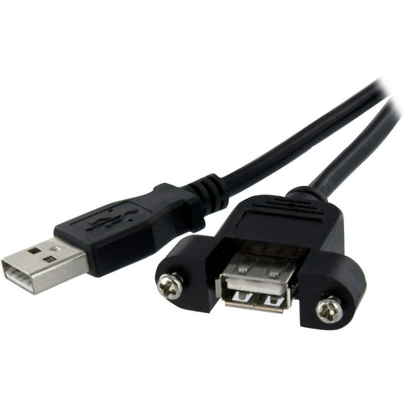 StarTech.com USBPNLAFAM1 Black Panel Mount USB Cable A to A