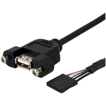 StarTech 1 ft Panel Mount USB Cable - USB A to Motherboard Header Cable F/F