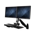 thumbnail image 1 of StarTech.com Wall Mount Workstation, Articulating Full Motion Standing Desk w/ Height Adjustable Dual VESA Monitor & Keyboard Tray Arm, Mouse/Scanner Holders, Ergonomic Wall Mounted Desk - Foldable Standing Desk (WALLSTS2) - Mounting kit (wall plate, column, 2 crossbars, keyboard tray, monitor arm, 2 x VESA monitor mounts, crossbar mount) - for 2 monitors - plastic, aluminum, steel - black - screen size: 24", 1 of 3