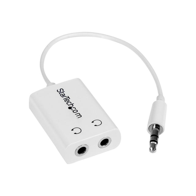 StarTech.com White Slim Mini Jack Headphone Splitter Cable Adapter - 3.5mm Audio Mini Stereo Y Splitter - 3.5mm Male to 2x 3.5mm Female (MUY1MFFADPW) - Headphones splitter - mini-phone stereo 3.5 mm female to mini-phone stereo 3.5 mm male - 6 in - white