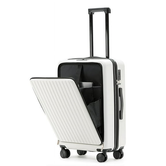StarZe 20 inches Multifunctional Lightweight Luggage with USB interface and password lock,White.