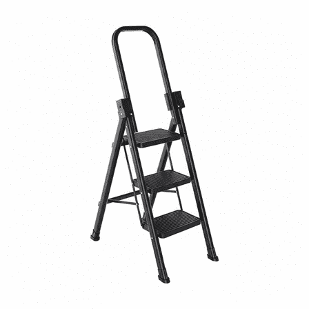 StarZe 3-Step Lightweight Ladder, Compact and Foldable Stool with Safe Anti-Slip Steps, Portable for up to 800lbs