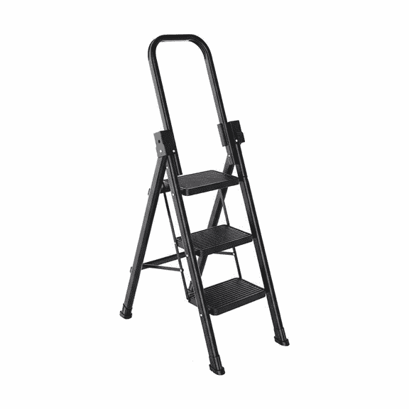 StarZe 3-Step Lightweight Ladder, Compact and Foldable Stool with Safe Anti-Slip Steps, Portable for up to 800lbs