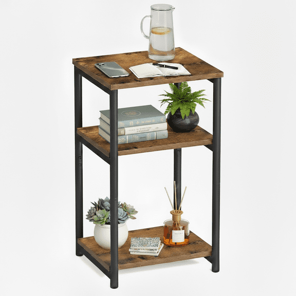 StarZe 3 Tier Side Table with Storage, Narrow End Table for Living Room, Bedroom, Office, Sofa Couch, Small Places.