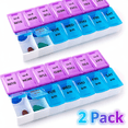 thumbnail image 1 of StarZe 7 Day AM/PM Pill Box Organizer,Protable Vitamin Case,Weekly Medicine Organizer, Large Compartments, 2 Times a Day, Blue and Clear Lids(2pcs), 1 of 10