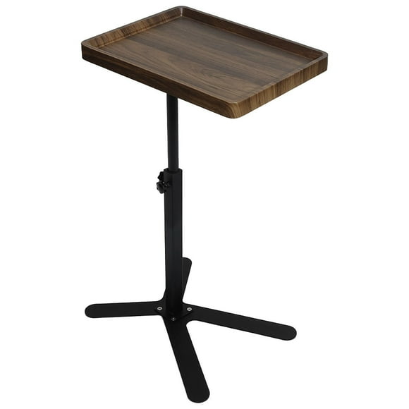 StarZe Adjustable Height C Shaped End Table,360° Swivel Couch Tables with Wheel for Livingroom,Bedroom,Walnut.