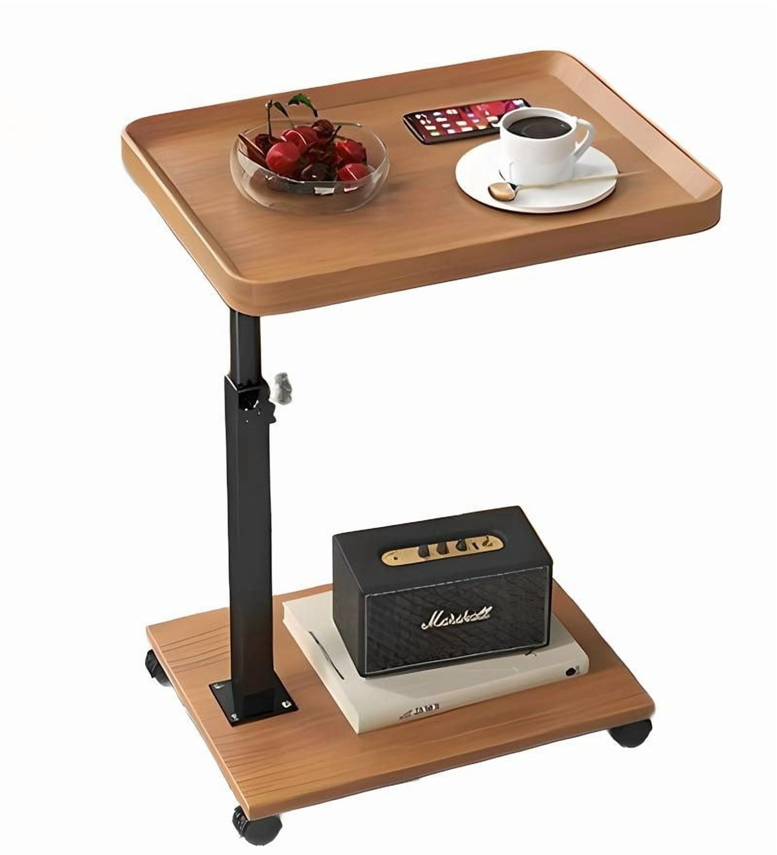 StarZe Adjustable Height C Shaped End Table,360° Swivel Side Tables with Wheel  for  Livingroom, Bedroom,Primary.