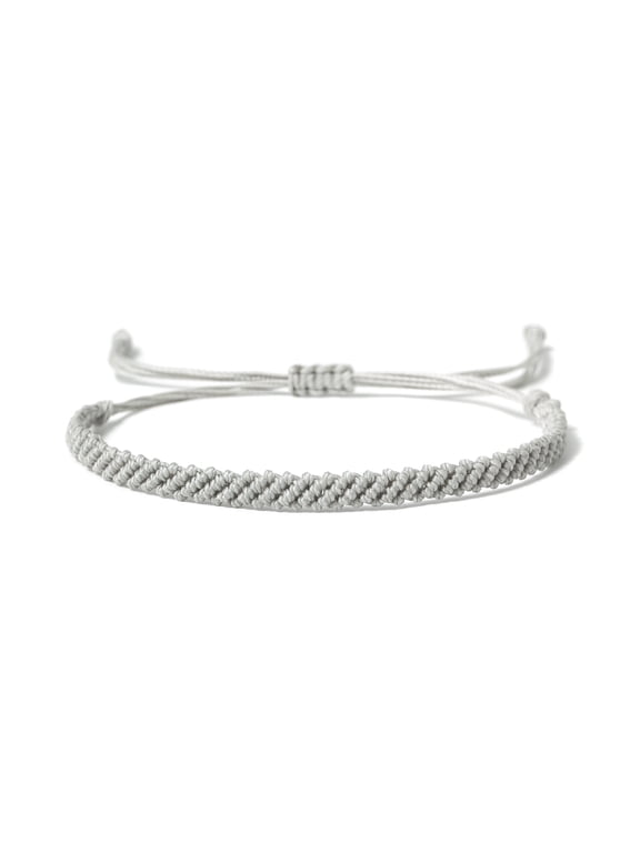 Grey Surf Braided Bracelet for Women Men Adjustable Boho Surfer Bracelet Beach Waxed Thread Waterproof Anklet