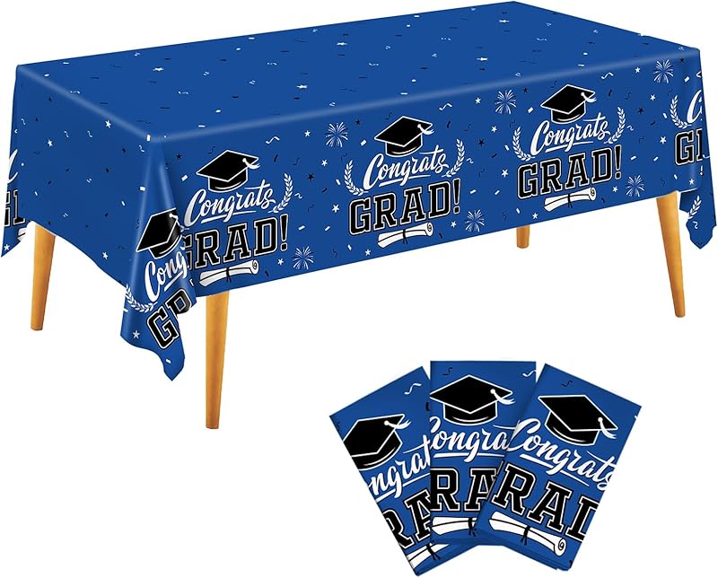 Grad Table Linen Staraise 2025 Graduation Decorations 3 Pcs Graduation Tablecloth - Blue ...
