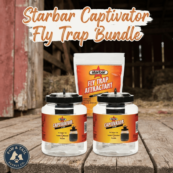 Starbar Captivator Reusable Fly Trap Bundle with 2 Traps and 8 Refill Attractant Pouches