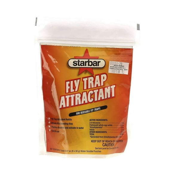 Starbar Fly Trap Attractant Refill - Irresistible House Fly Lure - 1 Pouch (8 x 30 g Refills) by Zoecon